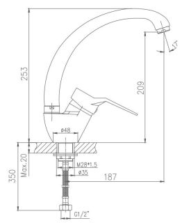 Смеситель для кухни Haiba HB4163-2 хром