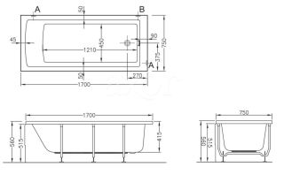 Акриловая ванна VitrA Neon 52280001000  170x75 см