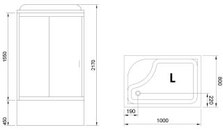 Душевая кабина Royal Bath BP левая стекло прозрачное 100x80см RB8100BP1-T-L