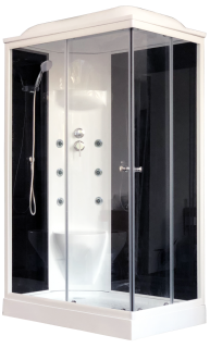 Душевая кабина Royal Bath HP левая стекло чёрное/прозрачное 120x80см RB8120HP7-BT-L