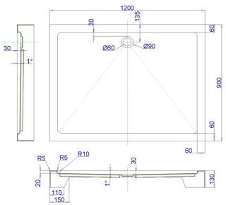 Душевой поддон Royal Bath 120x90см белый RB9120HP