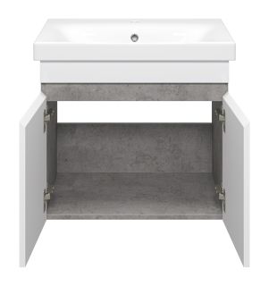 Подвесная тумба под раковину Misty Ронда 60см белый/бетон Чикаго светло-серый