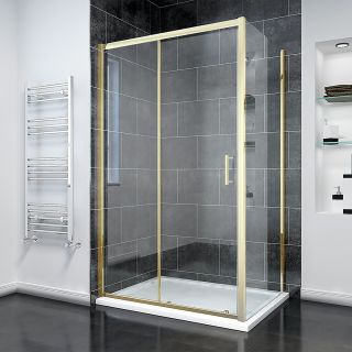 Душевой уголок Veconi Rovigo RV-055G, 1500х800х1950, золото брашинг, прозрачное стекло