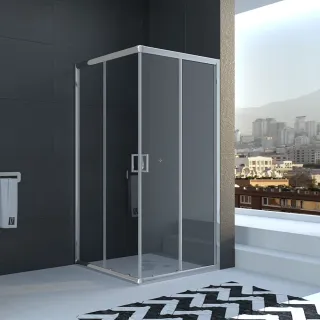 Душевой уголок Veconi Rovigo RV-11, 1000x1000x1950, хром, стекло прозрачное