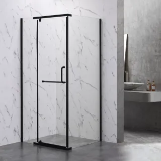 Душевой уголок Veconi Rovigo RV-18B, 1000x1000x2000, черный, стекло прозрачное