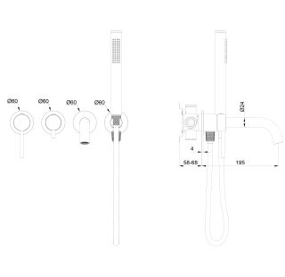 Встраиваемый смеситель для ванны Wonzon & Woghand Stick WW-889017-CR хром
