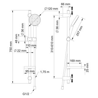 Душевой гарнитур Swedbe Hermes 5107B чёрный