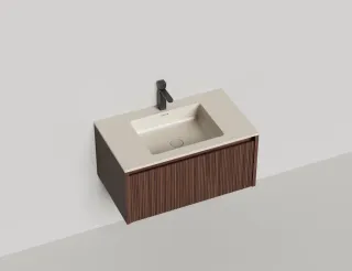 Подвесная тумба Salini Domino 27D208INF 80см шпон/фрезерованный фасад под встраиваемую раковину