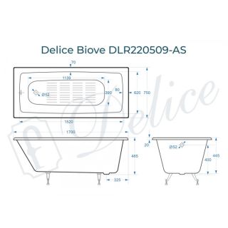 Ванна чугунная Delice Biove DLR220509-AS 170x75