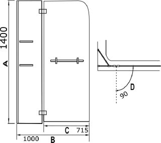 Шторка на ванну WeltWasser СЕРИЯ WW100 Арт. 100D2АК-100