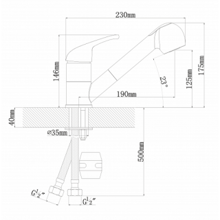 Смеситель для кухни Florentina Сигма с выдвижным изливом мокко