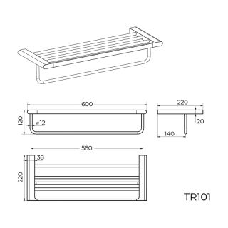 Полка для полотенец Knotlor TR101C, хром