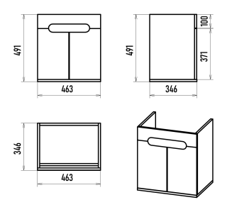 Подвесная тумба под раковину Misty Сканди 50см белый/дуб крафт золотой/антрацит