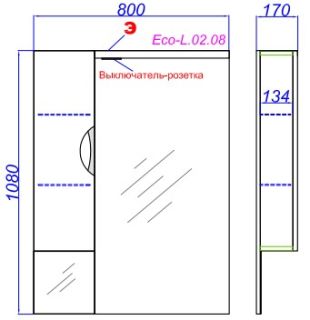 Зеркальный шкаф Aqwella ЭкоЛайн Eco-L.02.08