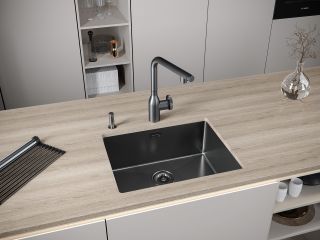 Мойка кухонная Paulmark Next PM215444-GM воронёная сталь