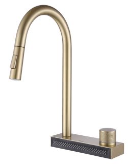 Смеситель для кухни ABBER Wasser Kreis AF8114G с выдвижной лейкой золото матовое