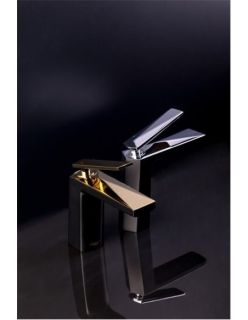 Смеситель для накладной раковины Boheme Venturo чёрный/золото 382-B