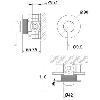 Встраиваемый смеситель для душа Omnires Y матовое золото Y1245GLB