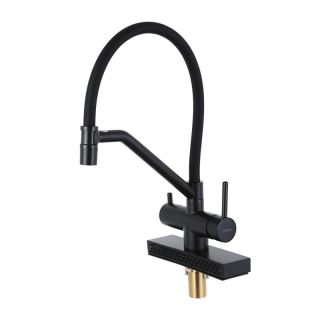 Смеситель для кухни Gappo G4098-6 с водопадом и гибким изливом чёрный