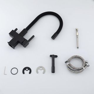 Смеситель для кухни Gappo G4395-36 с подключением фильтра питьевой воды и гибким изливом чёрный