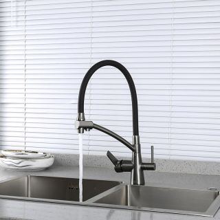 Смеситель для кухни Gappo G4398-19 с фильтром под питьевую воду оружейная сталь