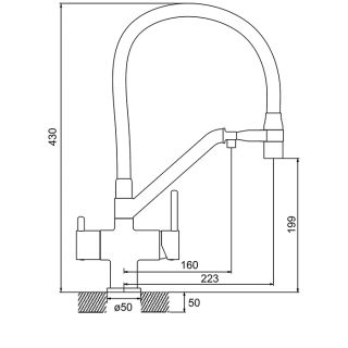 Смесители для кухни Gappo G4398-80 под фильтр с гибким изливом хром/чёрный