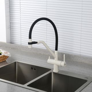 Смесители для кухни Gappo G4398-81 под фильтр с гибким изливом белый/чёрный