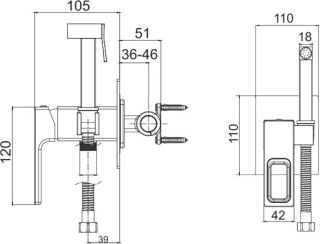 Гигиенический душ со смесителем Gappo Futura G7217-8 хром