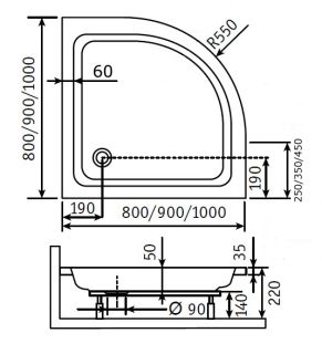 Поддон для душа RGW STYLE PL 800х800х220