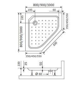Поддон для душа RGW STYLE TR 800х800х220