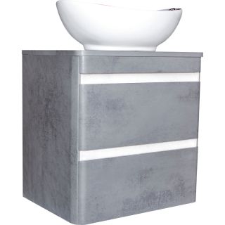 Тумба подвесная под раковину Style Line "Атлантика 80" СС-00002283  Люкс бетон темный, (2 ящ.), со столешницей МДФ, PLUS