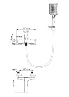 Смеситель для ванны с душем Wonzon & Woghand Flex WW-88037072-BG брашированное золото