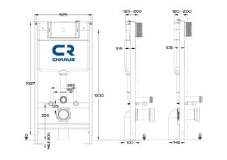 Комплект унитаза с инсталляцией CHARUS SET.200.120W.21.1 клавишей смыва хром