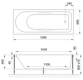 Гидромассажная ванна Royal Bath Tudor Standart 160x70см белый RB407702ST