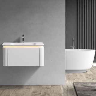 Тумба с раковиной Black&White Universe 925900 90 см молочный белый матовый