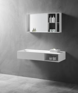 Подвесная тумба с раковиной ABBER Stein AS2640-1.2 R правая 120см белый матовый