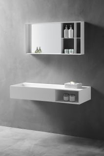 Подвесная тумба с раковиной ABBER Stein AS2640 100см белый матовый