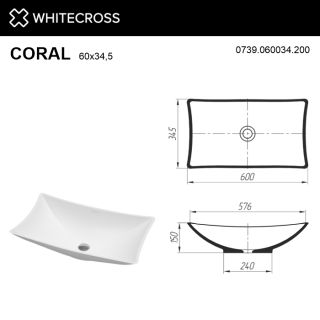 Раковина WHITECROSS Coral 0739.060034.200 60 см белый матовый