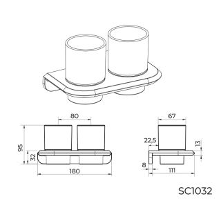 Стакан для ванной комнаты двойной Knotlor SC1032RB, бронза
