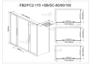 Душевой уголок AvaCan FB2 170-190 + SB80 MT чёрный