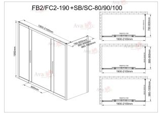 Душевой уголок AvaCan FB2 190-210 + SB90 MT чёрный