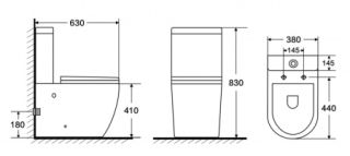 Унитаз напольный Azario CORSA AZ-2062S-G безободковый со смывным механизмом Geberit, бачком и сиденьем микролифт 630x380x830