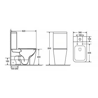 Унитаз напольный Azario LEVANTO AZ-1228A-G безободковый в комплекте cо смывным механизмом Geberit и сиденьем микролифт