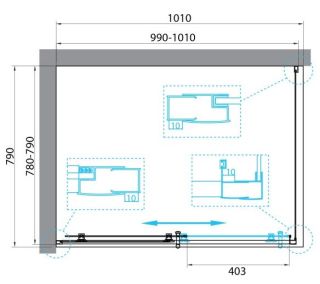 Душевой уголок BelBagno UNO-195-AH-1-100/80-P-Cr 100x80см хром/матовое
