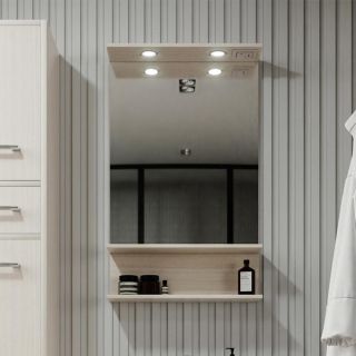 Зеркало с подсветкой Бриклаер Чили 4627125414930 55 см светлая лиственница