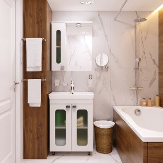 Зеркальный шкаф с подсветкой Misty Урал 50см левый белый