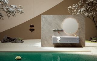 Комплект мебели для ванной Black&White Gravity V-2400 Hettich drawers Corian no-hole mirror LED Anti-fog