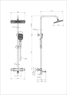 Душевая стойка Wonzon & Woghand Stay 2 WW-B3016-T1-CR с термостатом хром