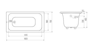 Ванна чугунная Goldman Classic CL16070 160x70см с ножками