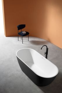 Ванна из искусственного камня ABBER Frankfurt AM9941BW 170x75см чёрно-белый матовый